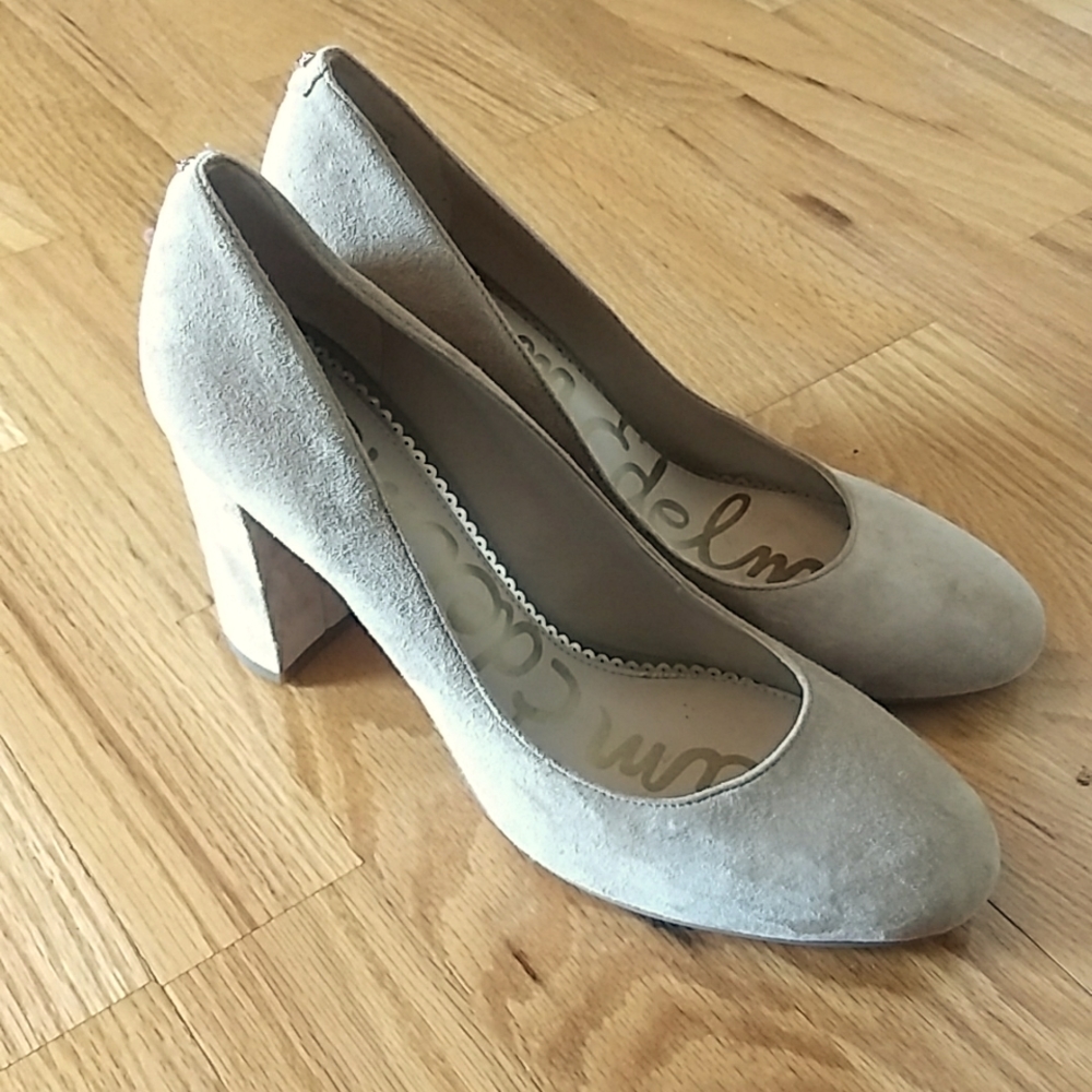 Sam Edelman "Stillson" Suede tan chunky block heel